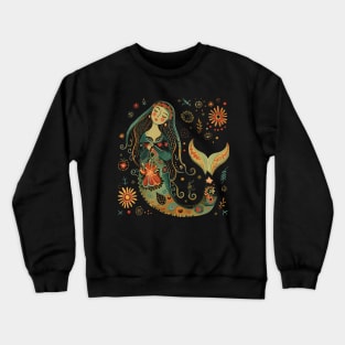 Ethno Mermaid in Old Slavic style Crewneck Sweatshirt